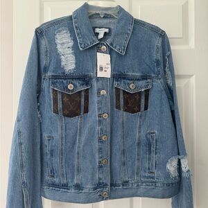 Forever 21 Blue Denim Jacket with authentic LV patches